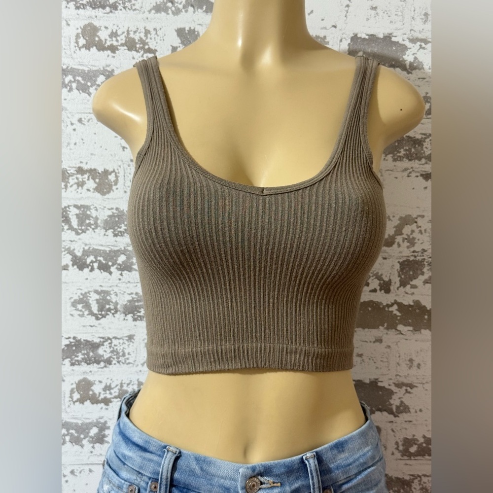 Urban Outfitters Olive Ribbed Tank Top